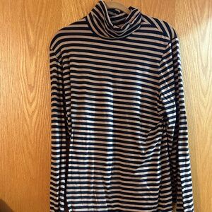 XL Lands End turtle neck black and tan striped